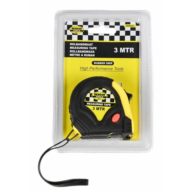 Benson Meetlint - Rubber Behuizing - 3 Meter - 19 mm - Lichtgewicht en Nauwkeurig