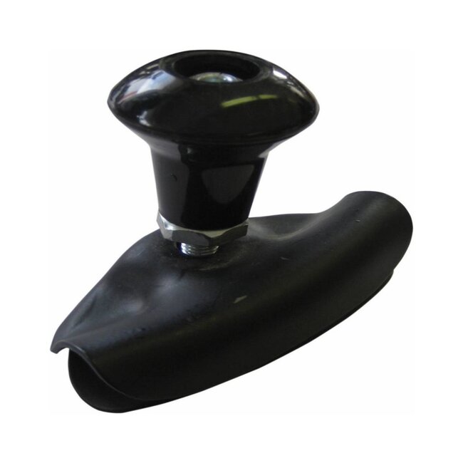 Dragon-Tools stuurknop - metaal met kunststof knop - 360 graden draaibaar - 10 cm - zwart - voor camper, vrachtwagen en tractor