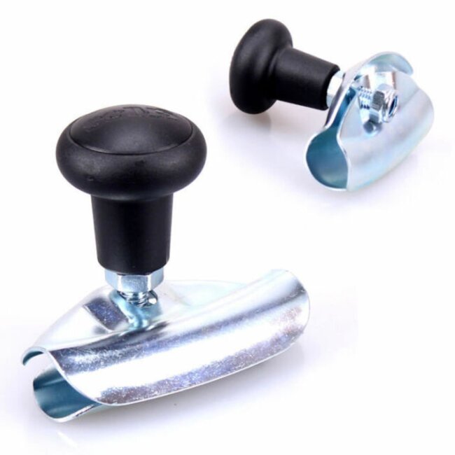 Dragon-Tools Stuurknop - metaal/kunststof - 360 graden draaibaar - stuurdikte max 3,5 cm - zwart/zilver - voor tractor en zitmaaier