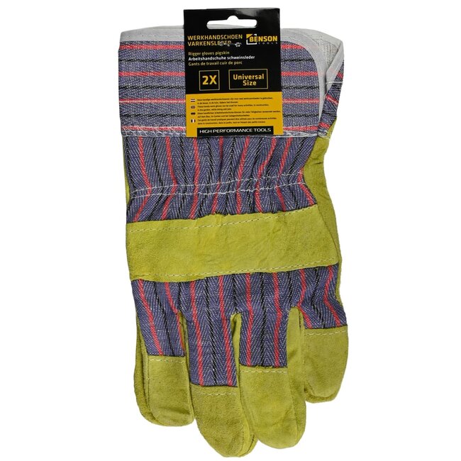 Benson Werkhandschoenen set - varkensleder - XL - maat 10 - extra bescherming en comfort