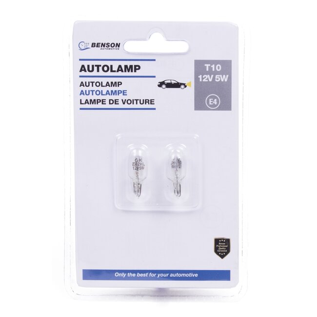 Benson Autolamp - 12 Volt - 5 Watt - T10 - Wit Licht - 2 stuks