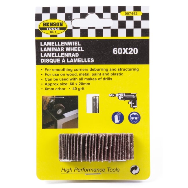 Benson Lamellenwiel K40 - Schuurlinnenstructuur - 60 x 20 mm - Hoge materiaalafname