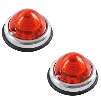 Benson Zijlamp Set - Chrome - Rood - 70 mm - 2 stuks