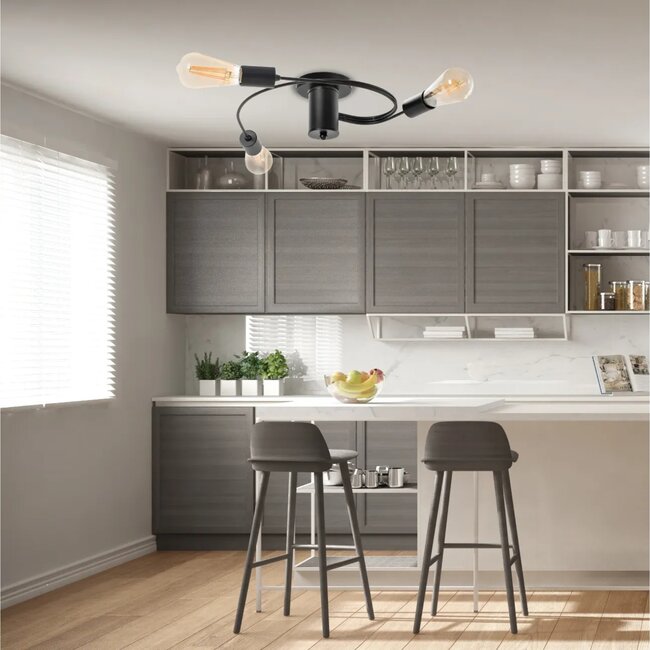 TooLight Plafondlamp - 3 lichtpunten - modern industrieel - zwart