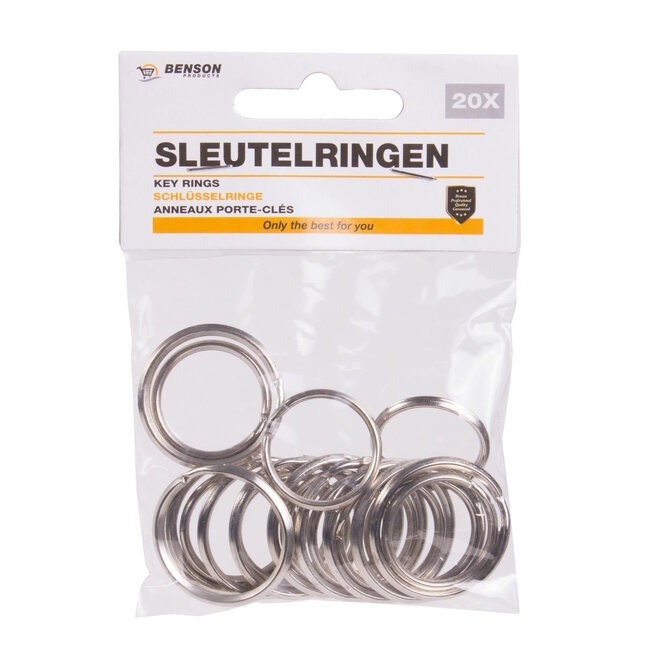 Benson Sleutelringen Metaal - 25 & 30 mm - 20 delig