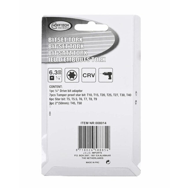 Benson Bitset Torx - Chroom Vanadium - 16-delig - Inclusief Bithouder