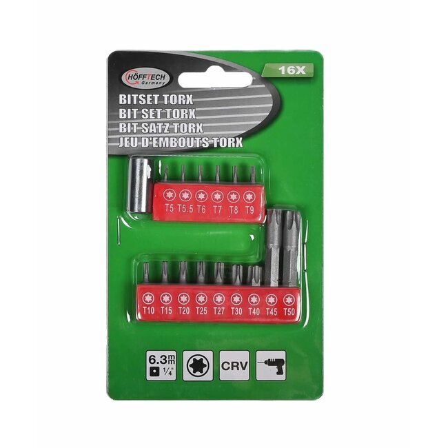 Benson Bitset Torx - Chroom Vanadium - 16-delig - Inclusief Bithouder