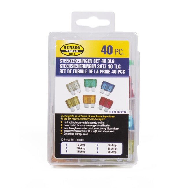 Benson Steekzekeringen - Standaard - 5-30A - Transparant - 40 stuks