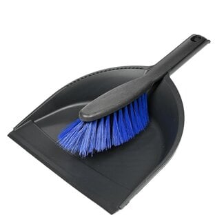 Benson Stoffer & blik - Kunststof - 21,5 cm - Zwart/blauw - Klik systeem - Ophangoog