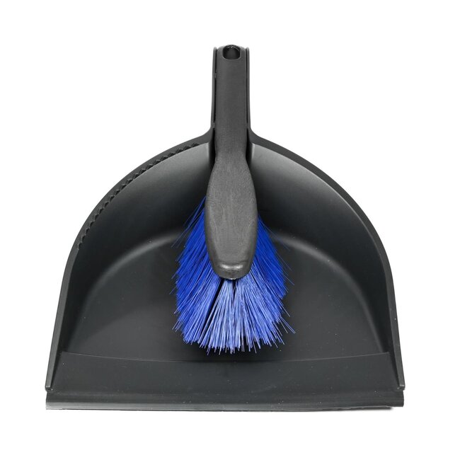 Benson Stoffer & blik - Kunststof - 21,5 cm - Zwart/blauw - Klik systeem - Ophangoog