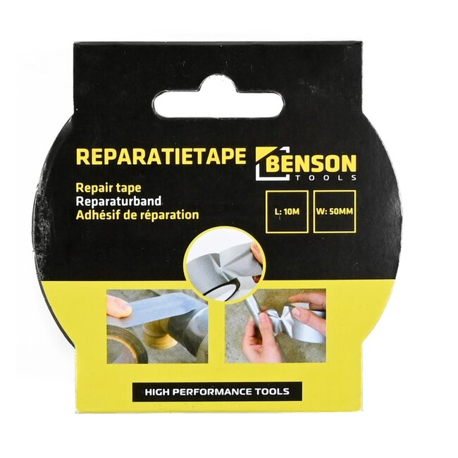 Benson Reparatietape - Duct Tape - Handmatig te scheuren - 10 meter x 48 mm - Grijs