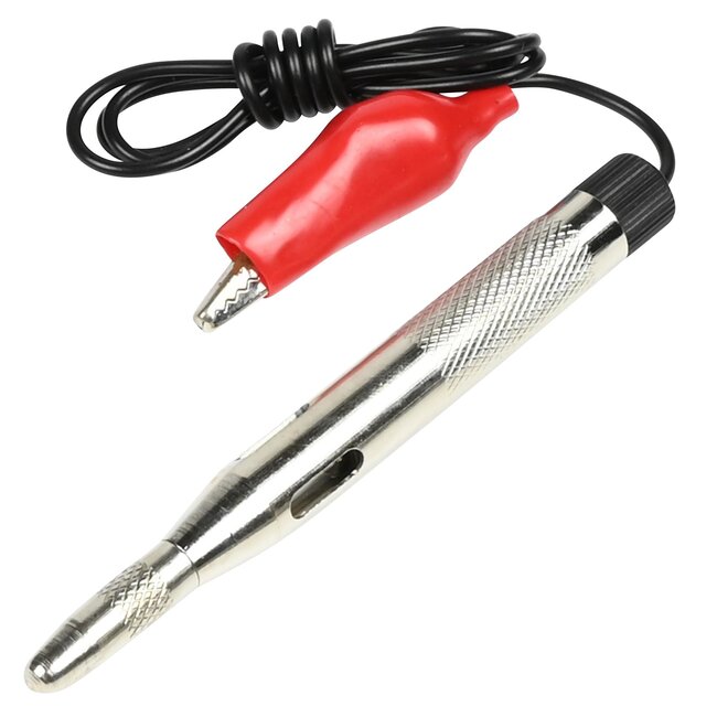 Benson Zwakstroomtester met priem - messing - 12-24V - inclusief lampje en krokodillenklem