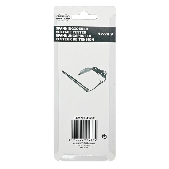 Benson Zwakstroomtester met priem - messing - 12-24V - inclusief lampje en krokodillenklem