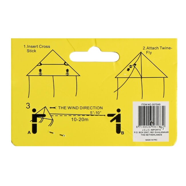 Benson Kleurrijke driehoek-vlieger - 120 cm - 1-lijns - Inclusief 40 m lijn - Voor kinderen vanaf 5 jaar