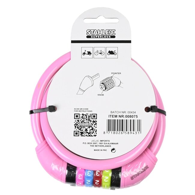 Benson Kabelslot met cijfercode - Ø 10 mm - 650 mm - Verrassingskleur