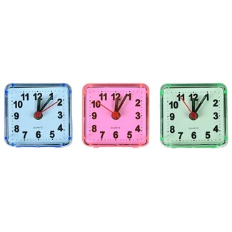 Benson Kleine reiswekker met alarm - compact - assorti kleuren - 6 x 5,5 x 3 cm