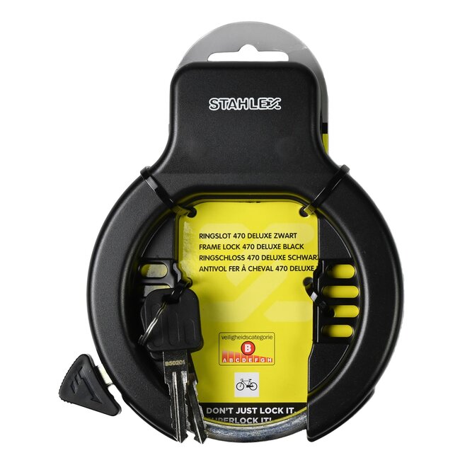 Stahlex Deluxe ringslot - 2 sleutels - zwart - stevige beveiliging - eenvoudig te bevestigen