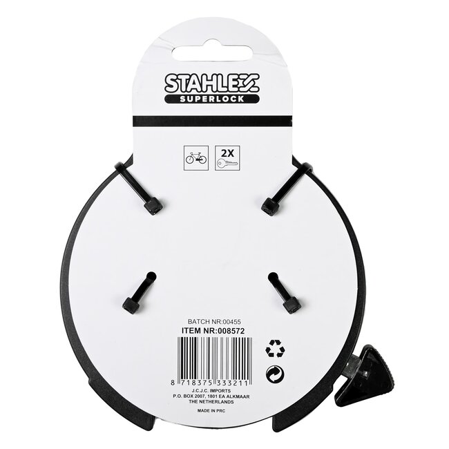 Stahlex Deluxe ringslot - 2 sleutels - zwart - stevige beveiliging - eenvoudig te bevestigen