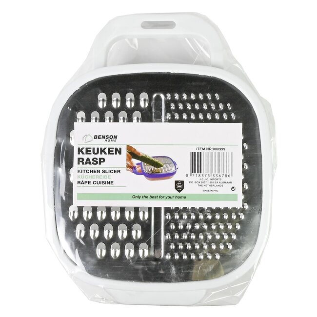 Benson Multifunctionele keukenrasp met opvangbak - drie raspgroottes - blauw of wit