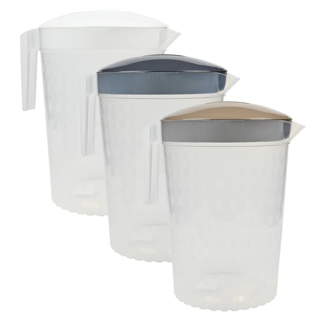 Benson Ruime schenkkan met deksel - 4 liter - transparant kunststof - assorti kleuren