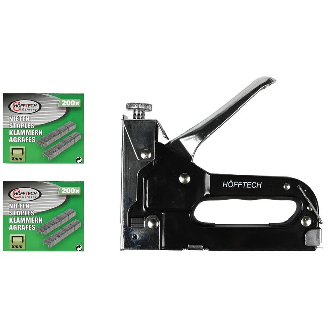 Hofftech Veelzijdige handtacker set - Inclusief 3 soorten nietjes en opbergkoffer