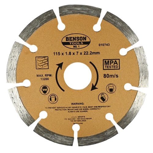 Benson Diamantschijf Universeel - Ø 115 mm - Getand Benson Diamantschijf Universeel - Ø 115 mm - Getand