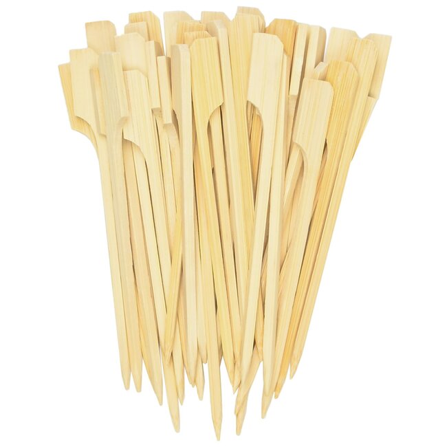 Benson Deluxe saté prikkers - hout - 9 cm - 50 stuks - wegwerpbaar