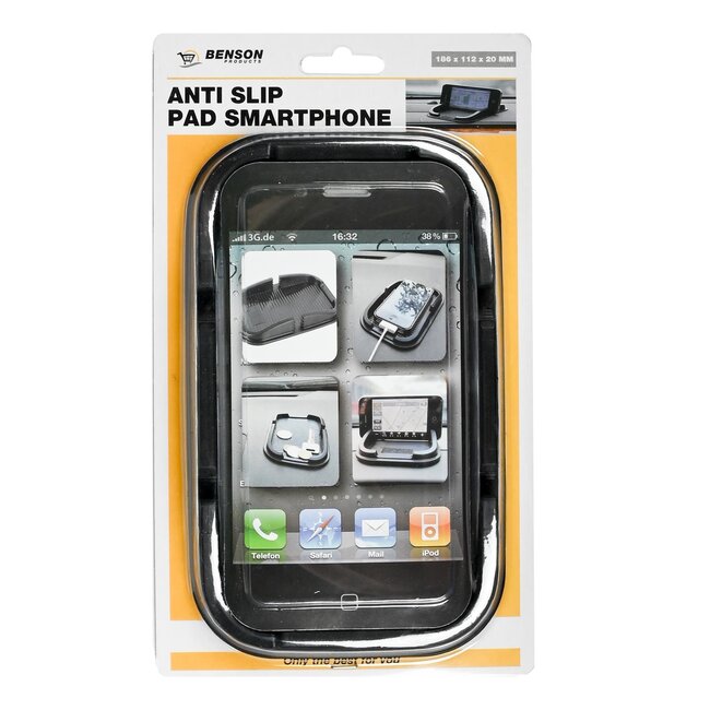 Benson Antislip pad voor smartphone - opstaande rand - 186 x 112 x 20 mm - zwart