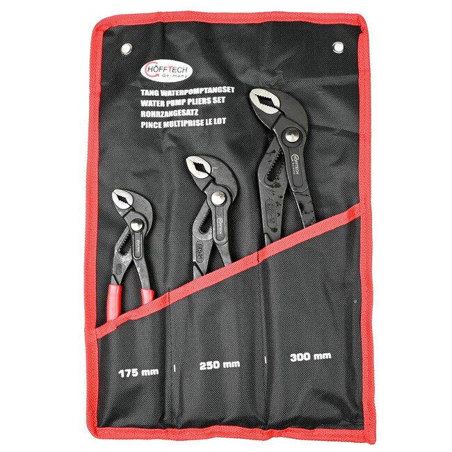 Hofftech Automatische waterpomptang set - extra grip - 175/250/300 mm - rood