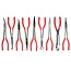 Benson Langneus tang set - 9-delig - met opbergetui - chroom-vanadiumstaal - zwart/rood