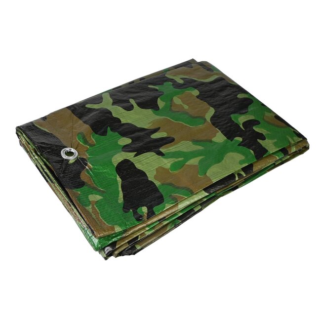 Benson Camouflage dekzeil - 3x4 meter - PE materiaal - 80 g/m² - aluminium ogen