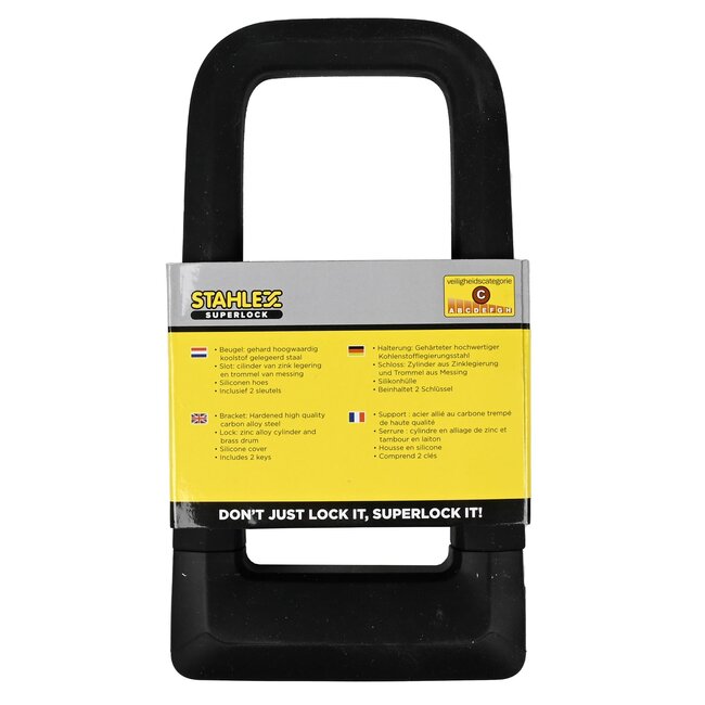 Benson Stevig beugelslot - koolstofstaal - siliconen hoes - 67 x 158 mm