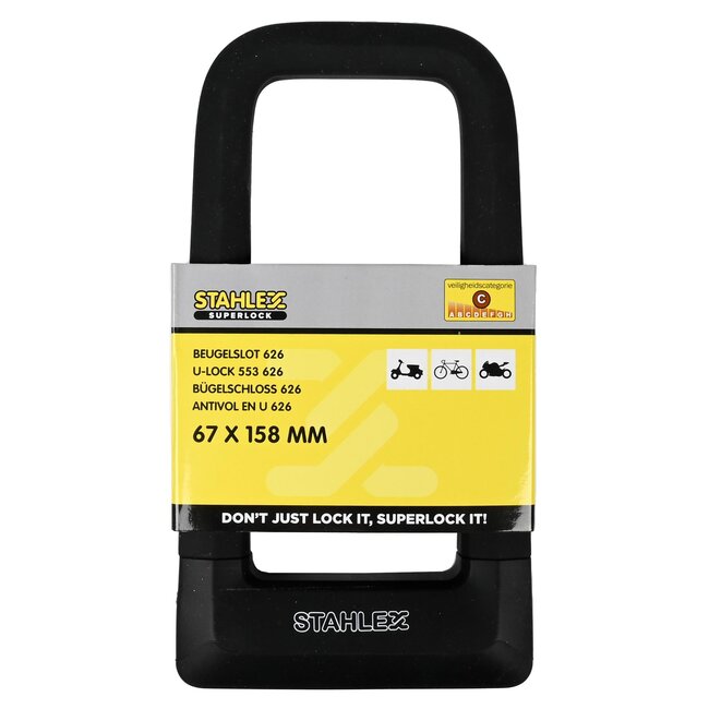 Benson Stevig beugelslot - koolstofstaal - siliconen hoes - 67 x 158 mm