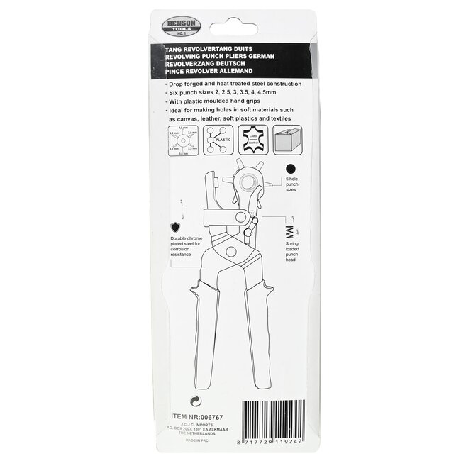 Benson Revolvertang - Verstelbare gaatjes - Hefboomwerking - 230 mm