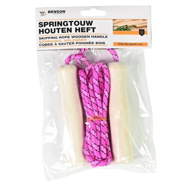 Benson Kinderspringtouw - Houten handvatten - 2,18 meter - Kleurenmix