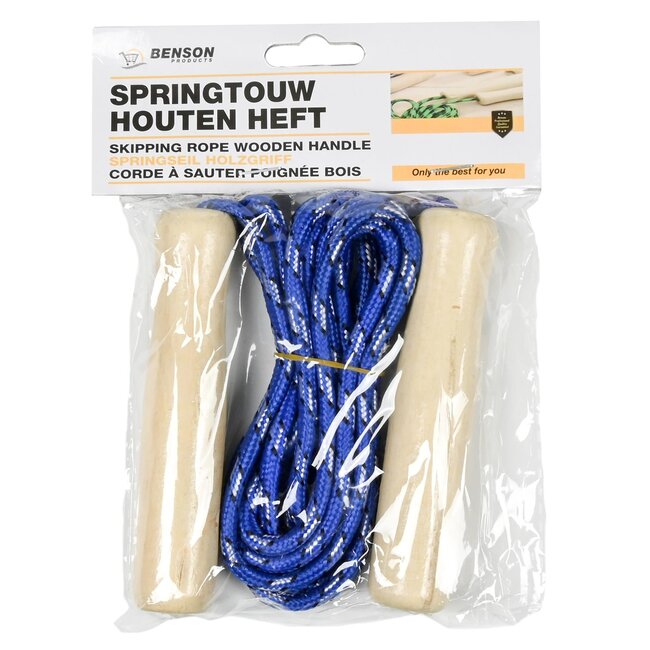 Benson Kinderspringtouw - Houten handvatten - 2,18 meter - Kleurenmix