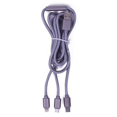 Benson Universele 3 in 1 Kabel - Lightning - Micro USB - USB - C Grijs - 1.2M Benson Universele 3 in 1 Kabel - Lightning - Micro USB - USB - C Grijs - 1.2M
