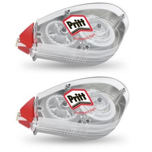 Pritt Correctieroller - Compact - Flex kop - 4,2 mm x 10 meter - 2 Stuks Pritt Correctieroller - Compact - Flex kop - 4,2 mm x 10 meter - 2 Stuks
