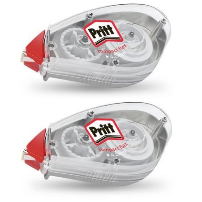 Pritt Compacte correctieroller - flexibele kop - 4,2 mm breed - 10 meter lang - set van 2 stuks