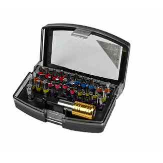 Benson Universele schroefbitset - PH, PZ, Inbus & Torx - 32-delig - Kleurcodering - Magnetische bithouder - Opbergbox met riemclip