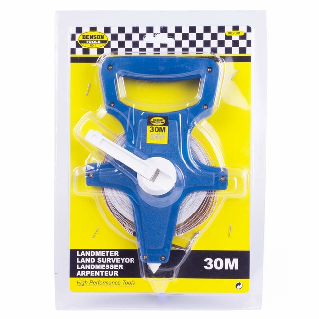 Benson Landmeter - 30 meter - Glasfiber - Slagvast kunststof - Blauw