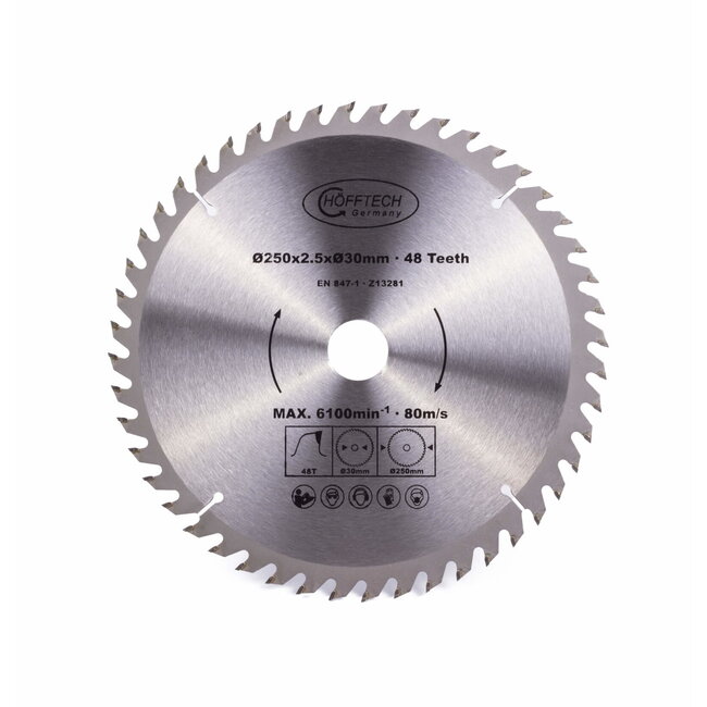 Hofftech Zaagblad Cirkelzaag 250 mm - 48 Tanden - Inclusief Verloopringen