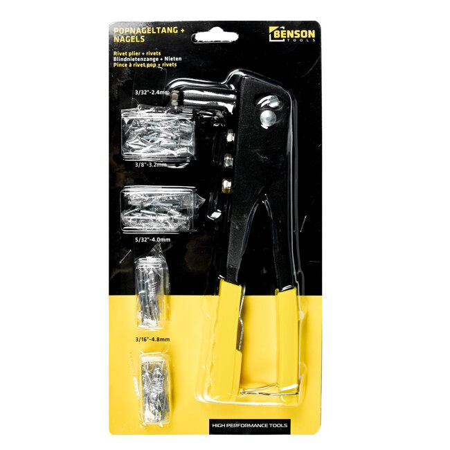 Benson Popnageltang set - Inclusief 60 popnagels - Lichtgewicht - Eenvoudig te bedienen - Voor DIY projecten