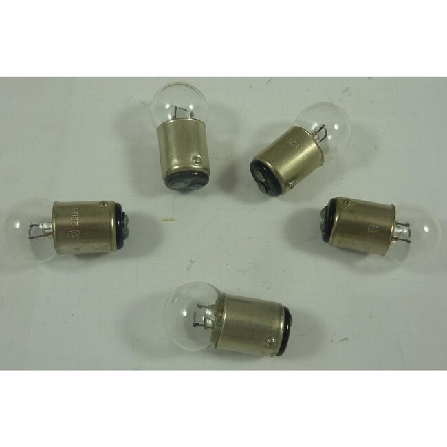 Dragon-Tools Autolamp bolletje gloeilamp - glas - 12V 10W BA15d - wit - dubbele polen - achterlicht met 2 functies