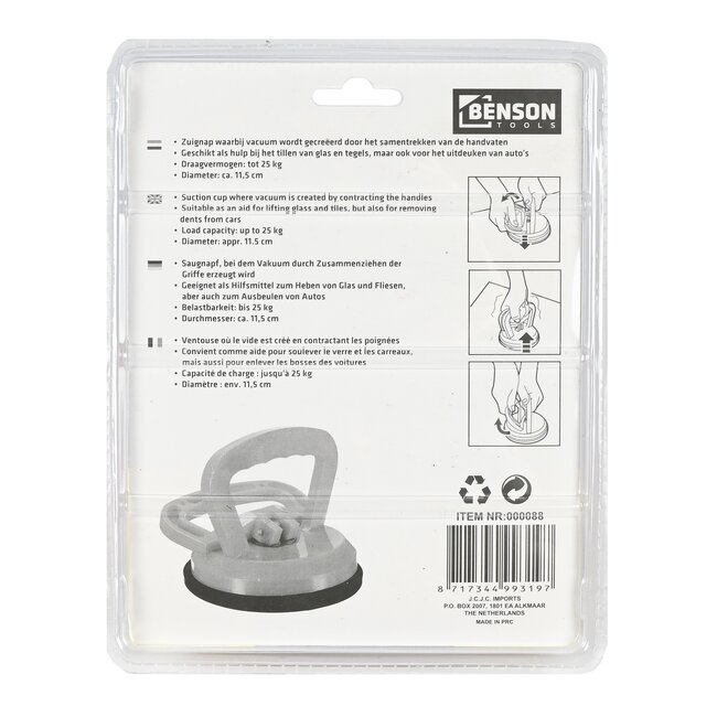 Benson Enkele zuignap - Magic Puller - Ø 11.5 cm - 25 kg draagvermogen - Vacuümtechnologie