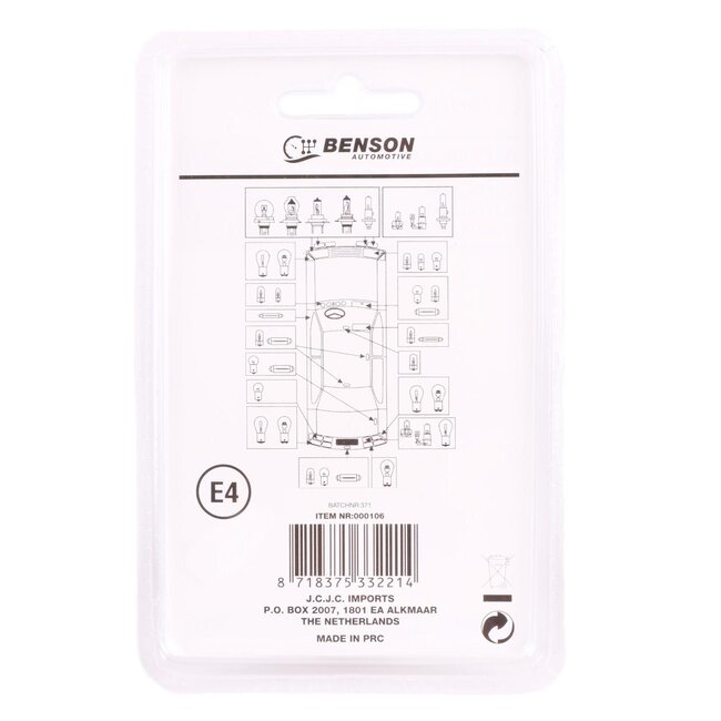 Benson Set remlichtbollen - 12V - 10W - R10W BA15S - 2 stuks