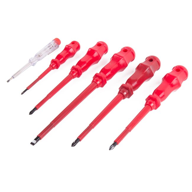 Hofftech Geïsoleerde schroevendraaierset - 6-delig - magnetische koppen - voldoet aan DIN normen - veilig werken
