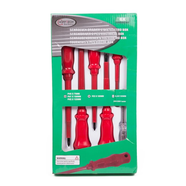 Hofftech Geïsoleerde schroevendraaierset - 6-delig - magnetische koppen - voldoet aan DIN normen - veilig werken