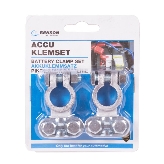 Benson Accuklemmen set - min en plus pool - 2 stuks - 15-20 mm - eenvoudig te installeren