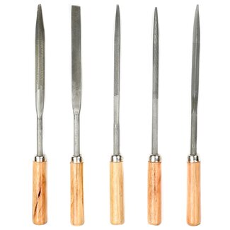 Benson Sleutelvijlenset - 5-delig - Hard stalen bladen - Houten handvat - 170 mm
